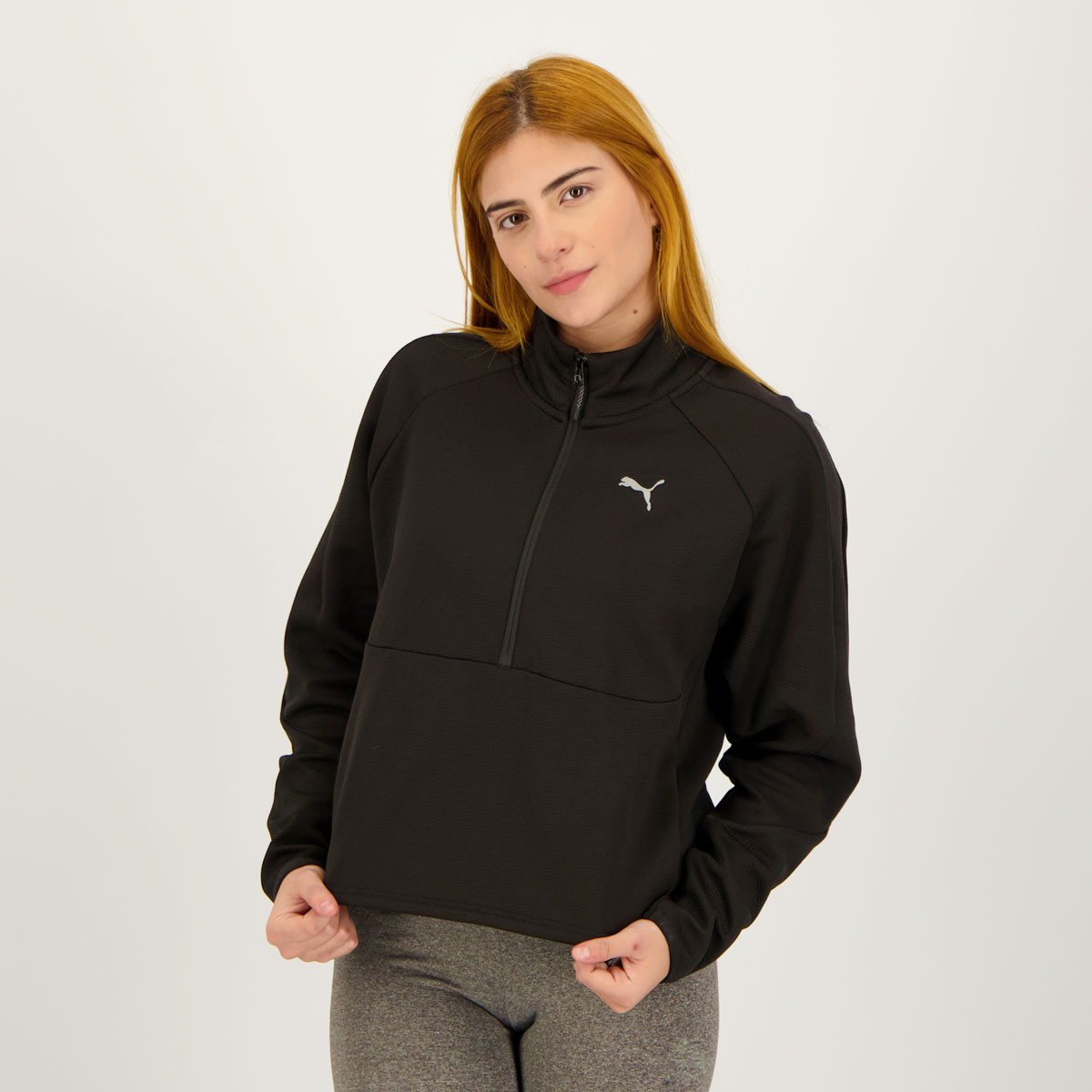 Jaqueta Puma Evostripe Half Zip Feminina Preta