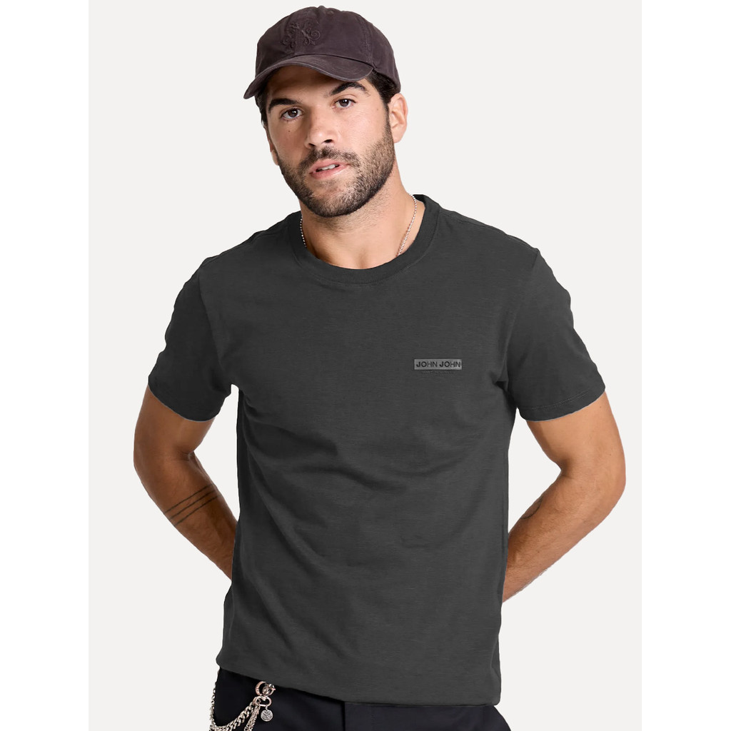 Camiseta John John Slim Fit Flame Original Cinza Escuro