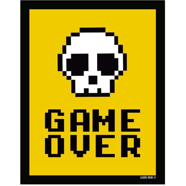 Placa decorativa, Game Over Skull, PL457, Legião Nerd BT 1 UN