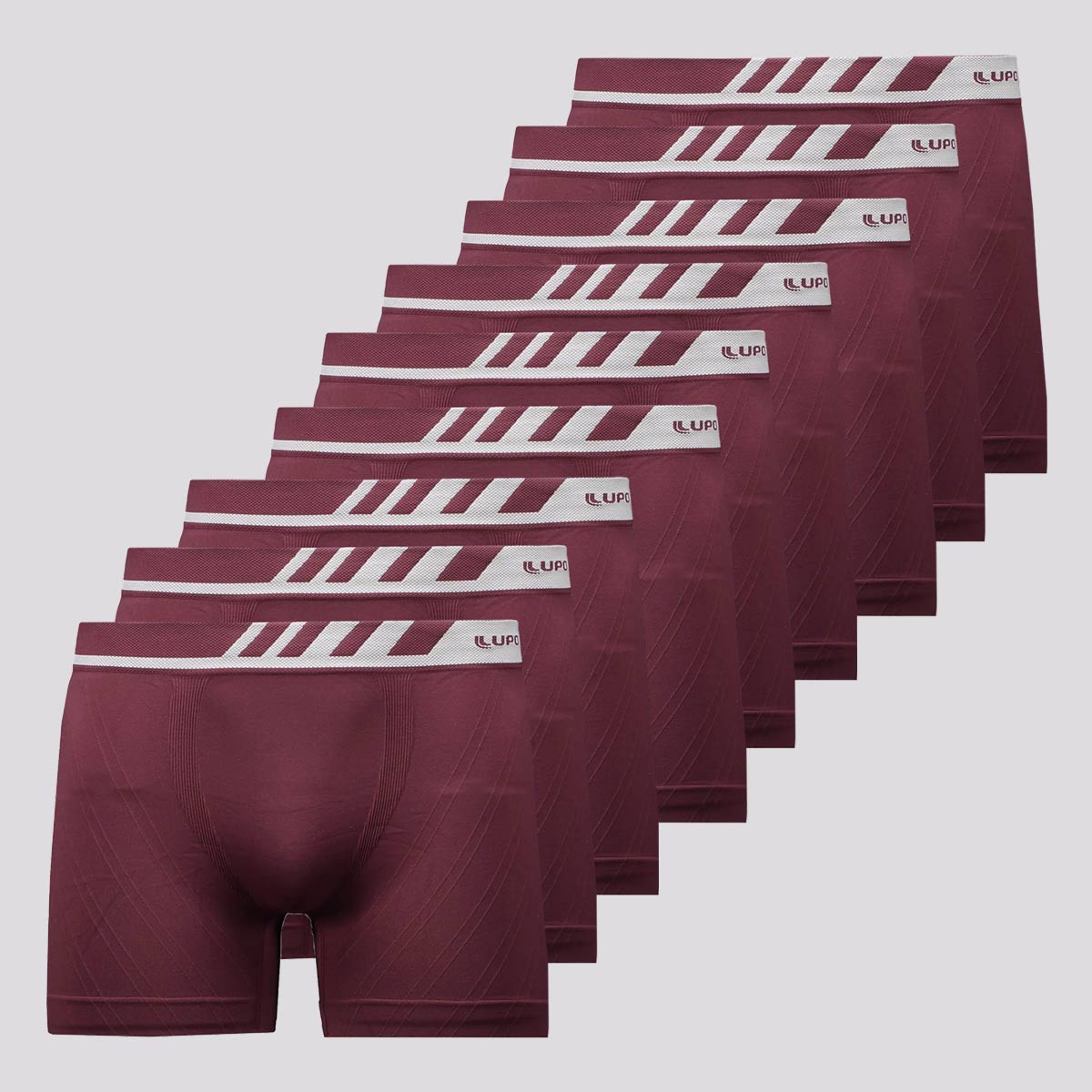 Kit 9 Cuecas Boxer Lupo Microfibra Bordô