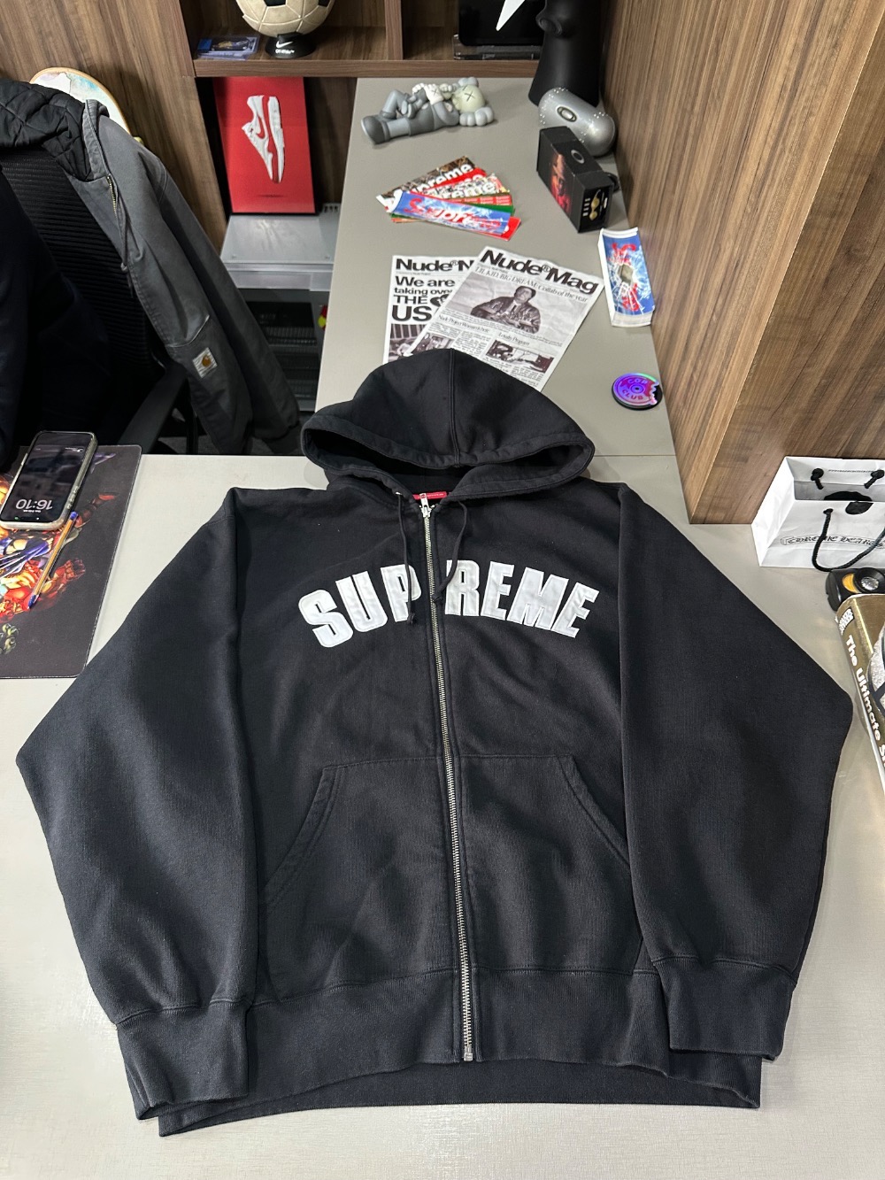 Larry Clark x Supreme Jaqueta Zip Up Hooded Black FW26-W3 — G, Novo