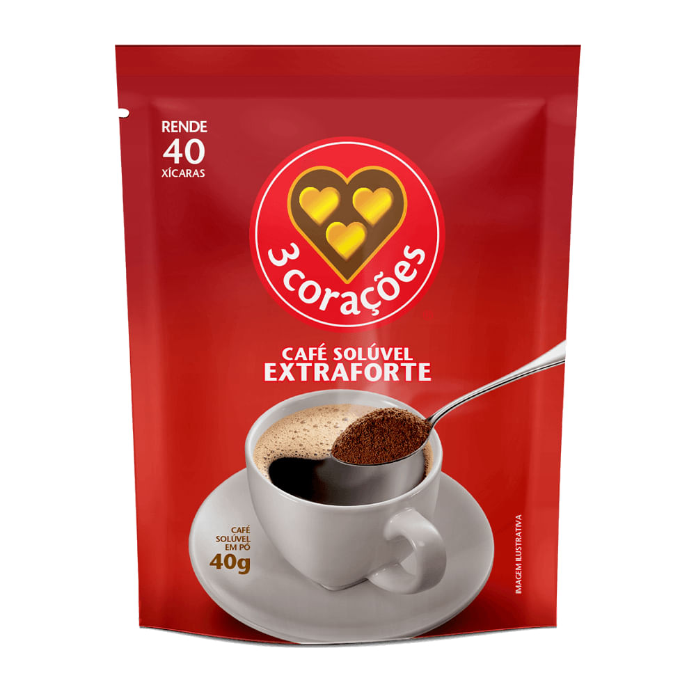Café Solúvel Granulado 3 Corações Extra Forte Refil 40g