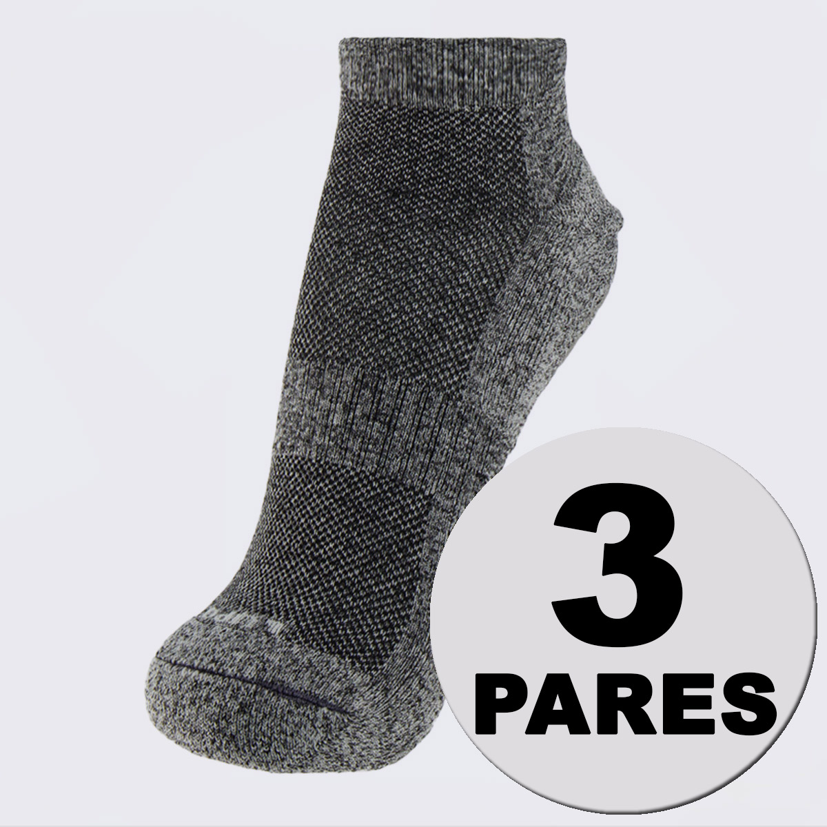Kit Meia Lupo Performace Antiderrapante 3 pares Cinza
