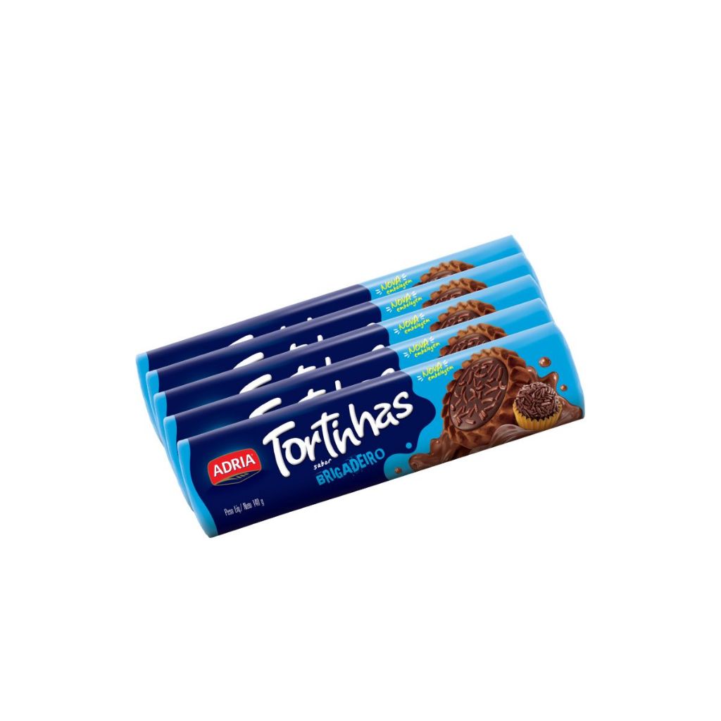 Kit 5un Biscoito Adria Tortinhas Brigadeiro 140g