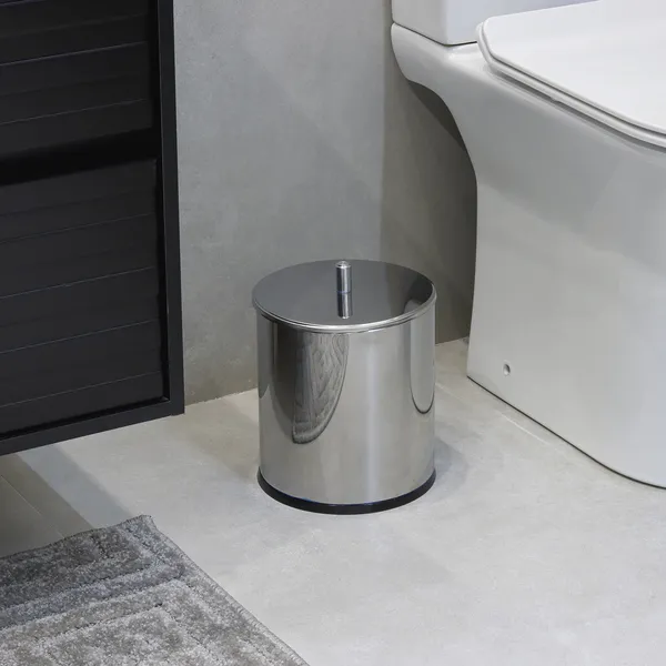 LIXEIRA INOX COM TAMPA 18X23 - BRINOX