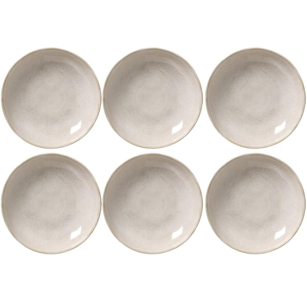 Jogo 6 Pratos Fundos Porto Brasil Bio Latte 22cm Cerâmica Off White Feijoada Caldos Cremes
