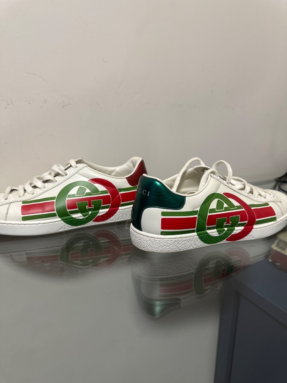 Gucci Vintage Ace Elastic Web Interlocking GG White — 38, Usado