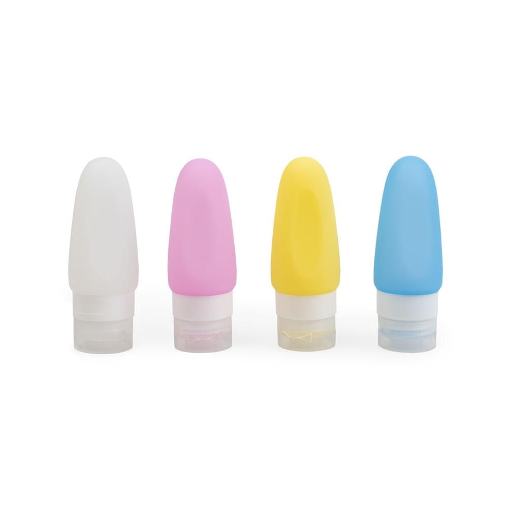 Foto 2 de Kit com 4 Frascos de Silicone para Viagem Colorido