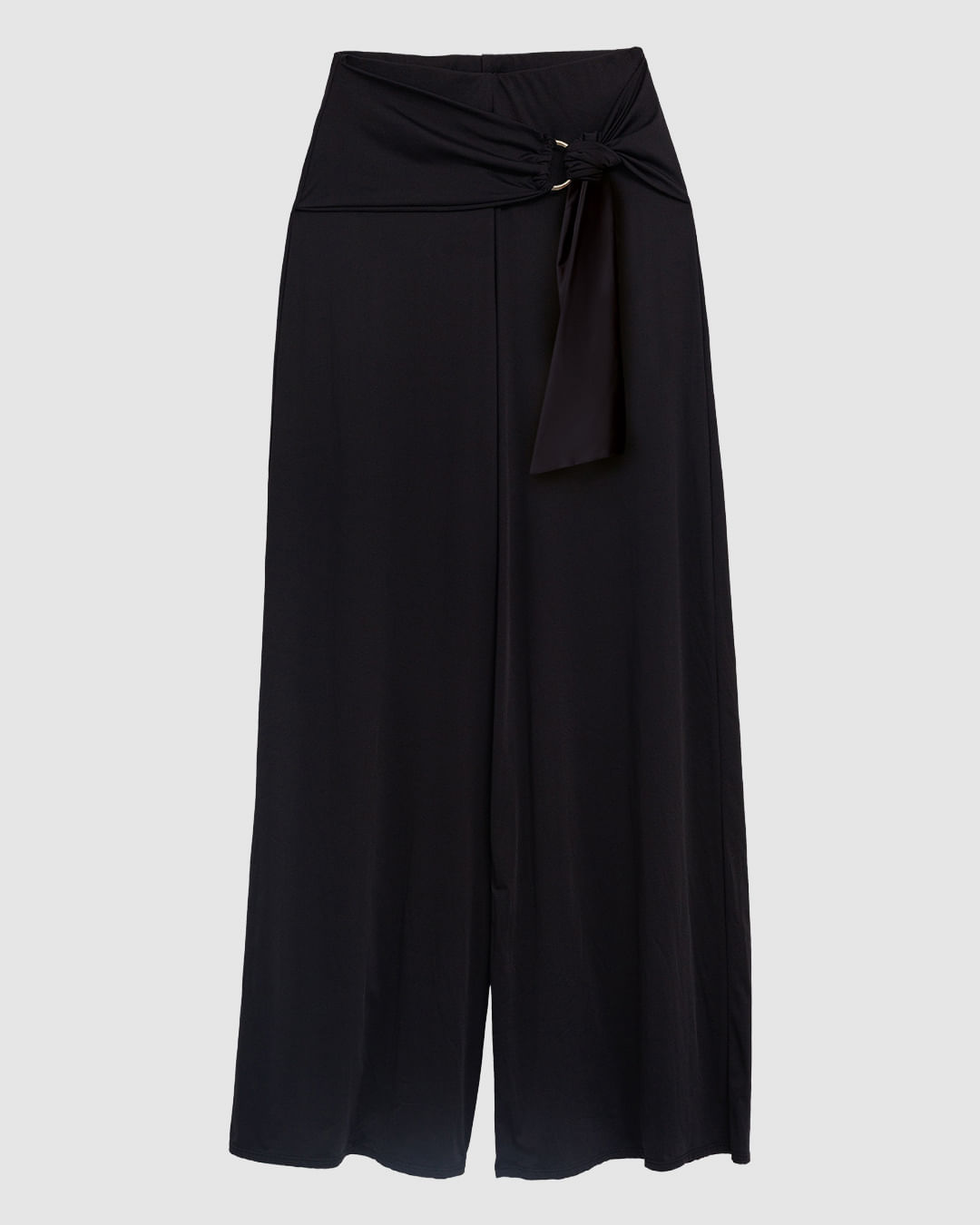 Calça Feminina Reta Cinto Faixa Com Detalhe Argola Malha Poliamida - ENFIM — Preto - P