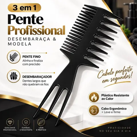Pente 3 em 1 Desembaraçador Modelador