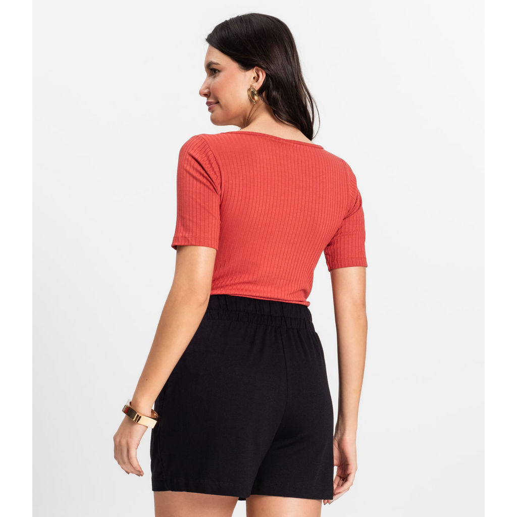 Foto 2 de Blusa em Ribana Canelada Rovitex Marrom