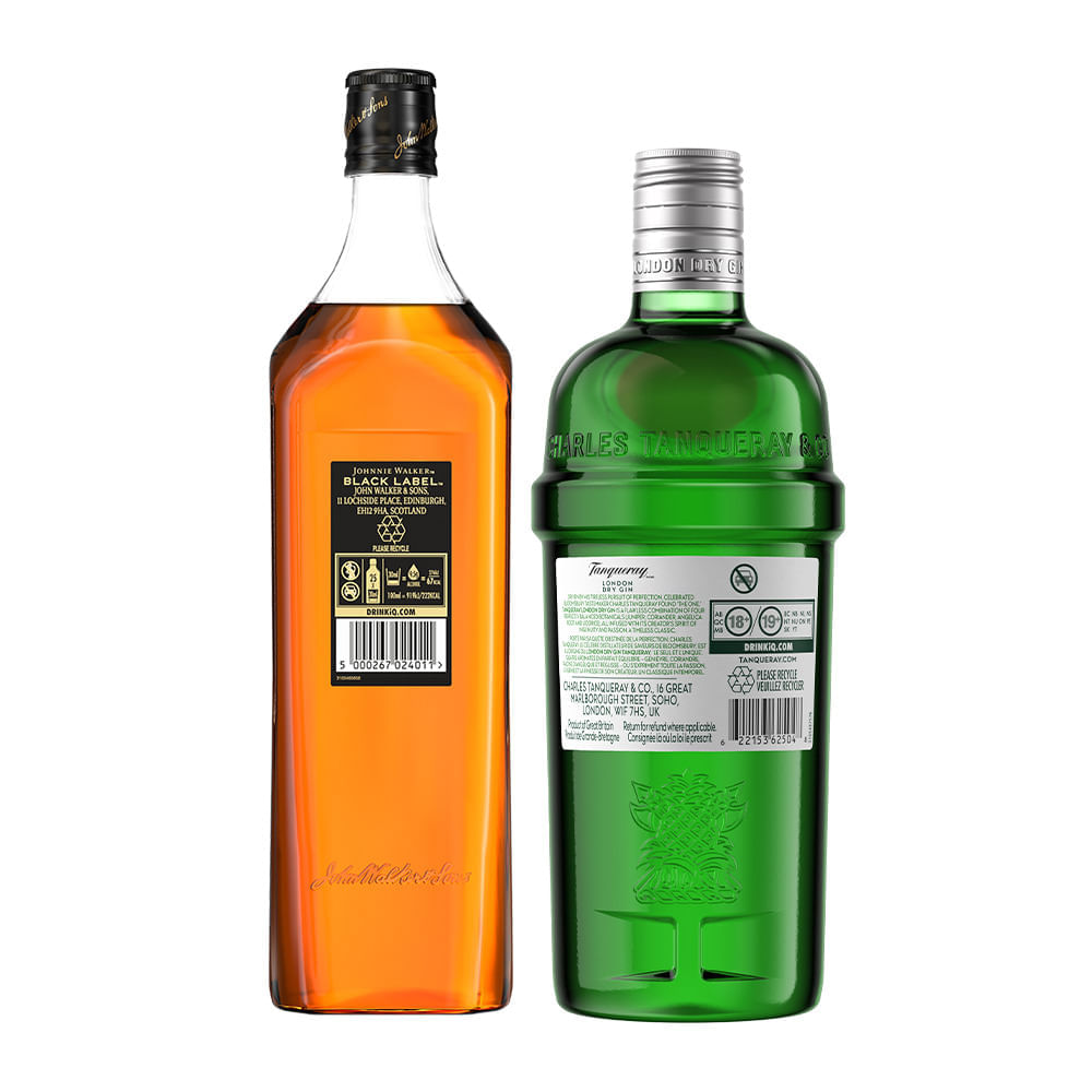 Foto 2 de COMBO WHISKY JOHNNIE WALKER BLACK LABEL 750ML + GIN TANQUERAY LONDON DRY 750ML