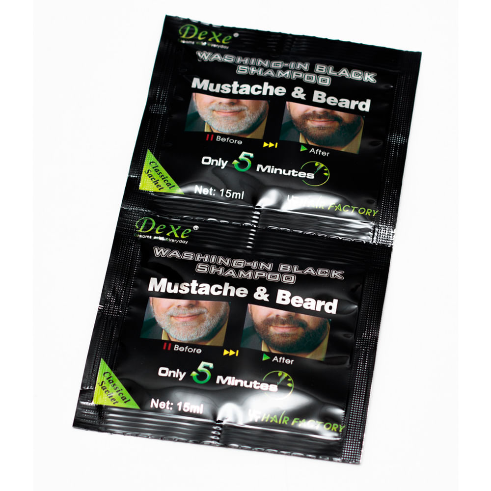 Shampoo Escurecedor de Barba Dexe Black Beard — 2x 15ml