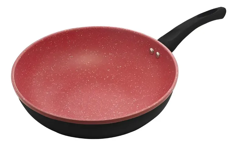 Frigideira Indução Wok Cerâmica Vermelha 28cm
