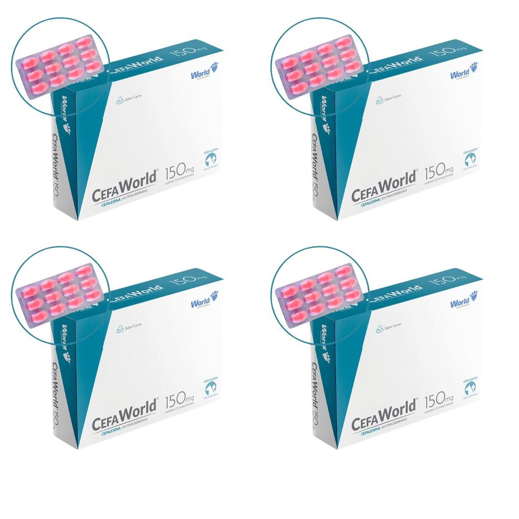 04 CefaWorld 150 mg Cães e Gatos Com 12 Comprimidos - World