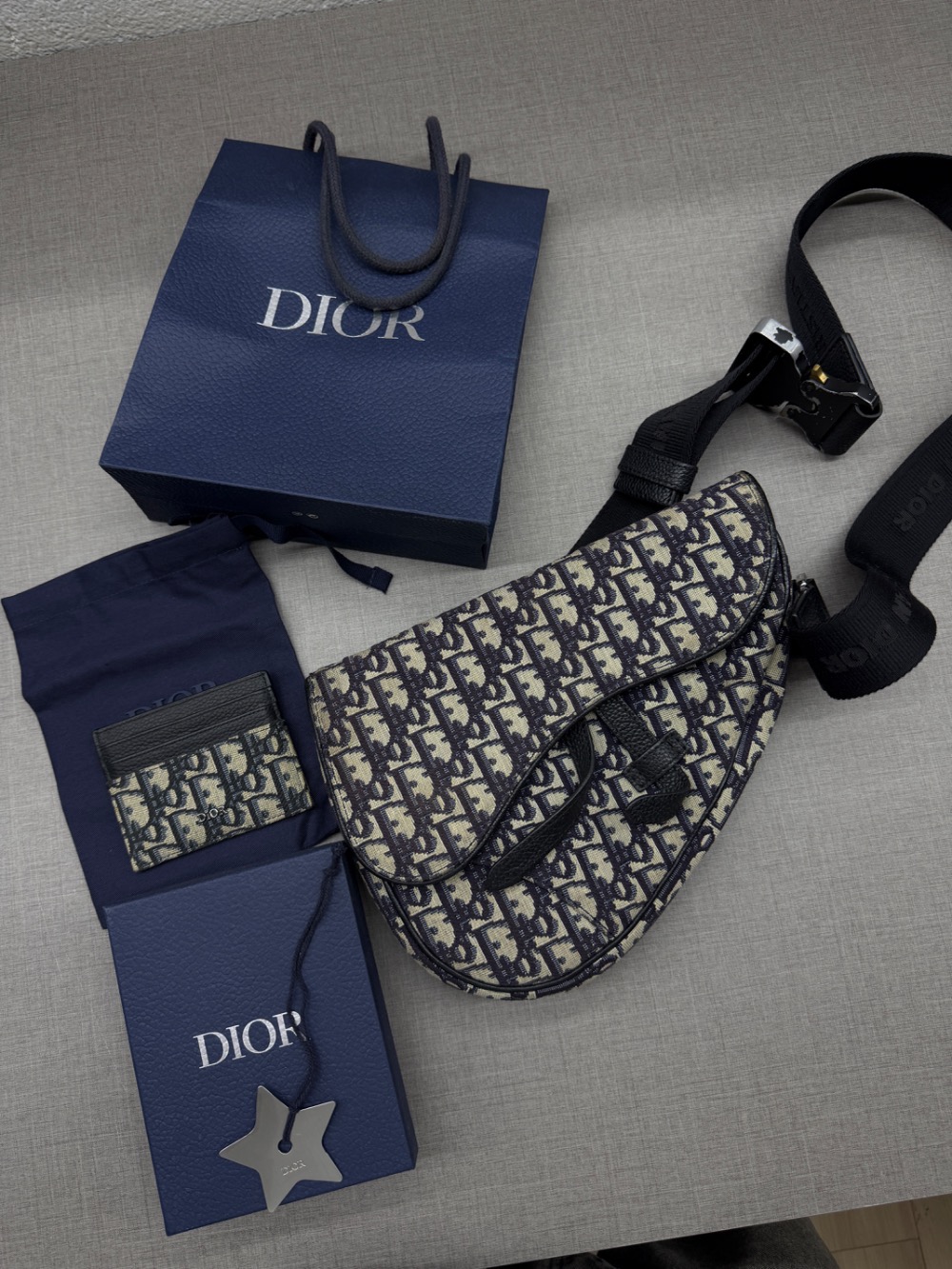 Bolsa Dior Saddle Jacquard Oblique Beige Black — Único, Usado