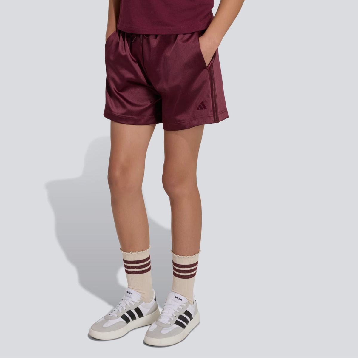 Shorts Adidas Satin JG Juvenil Bordô