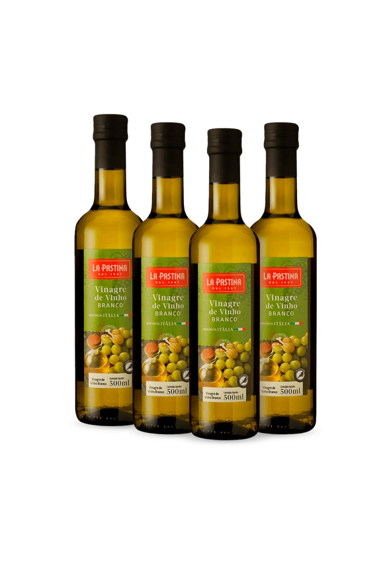 Kit 4 de Vinagre De Vinho Branco 500Ml La Pastina