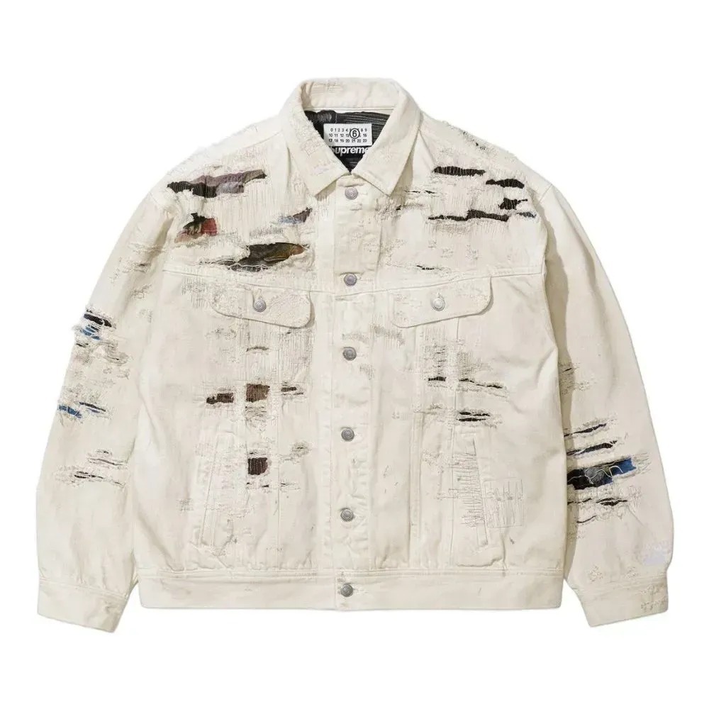 Maison Margiela x Supreme Jaqueta Distressed Selvedge White SS26-W4 — P / M / G / XG, Novo