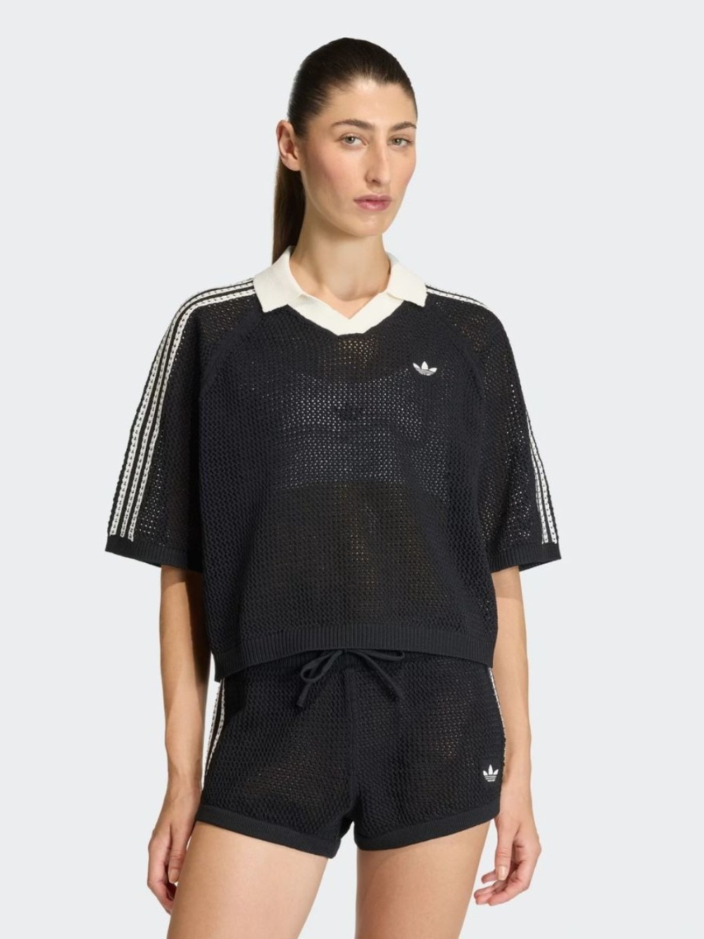 Camiseta adidas Polo Crochet Black Feminina — M / G, Novo