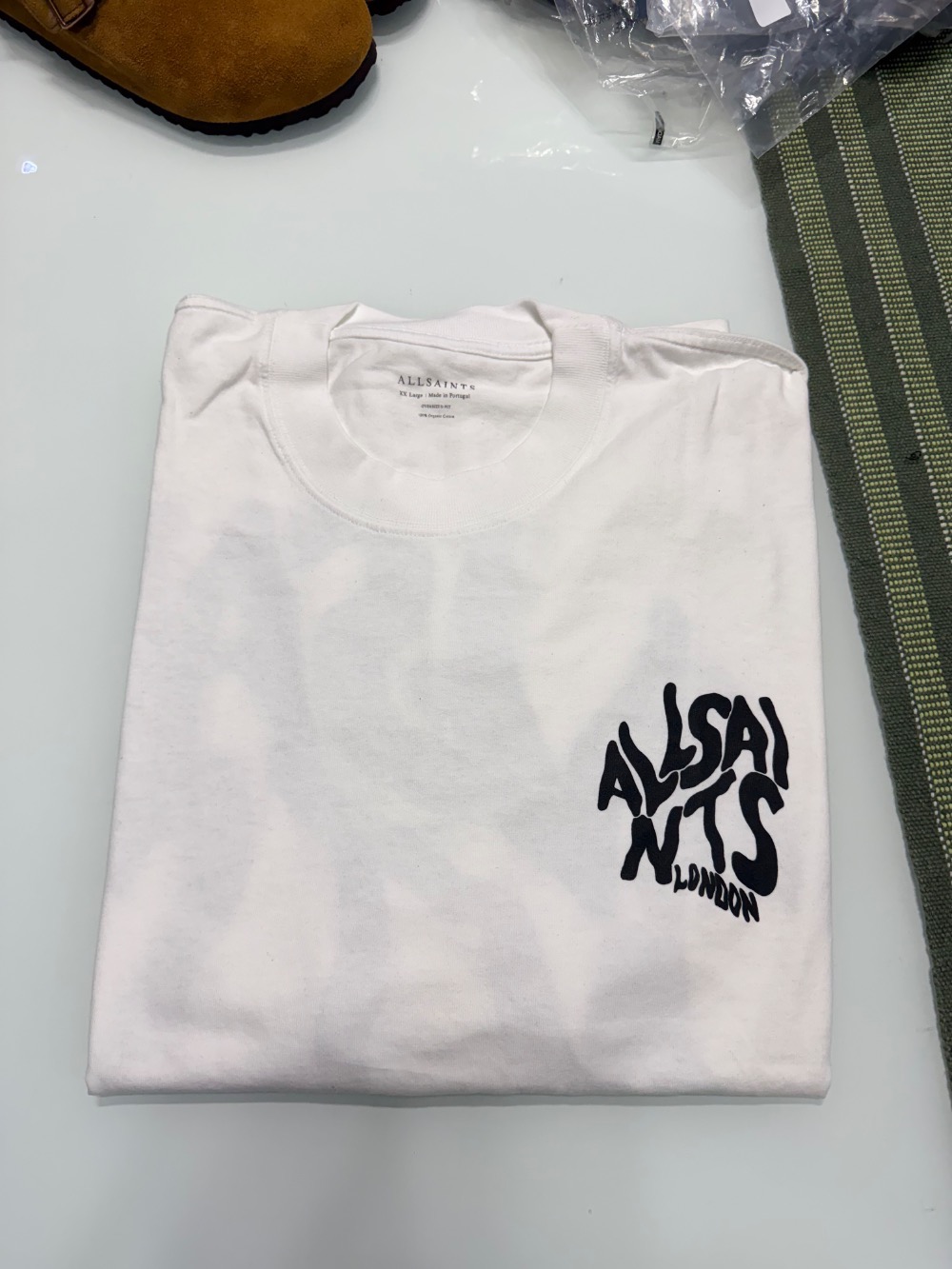 Camiseta AllSaints Orlando Logo Print Oversized Ashen White — XXG, Novo