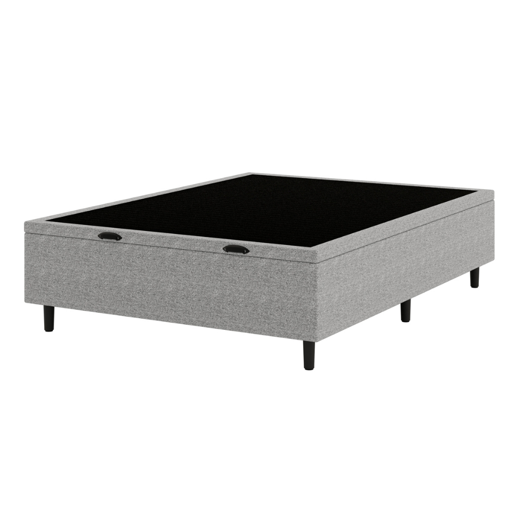 Base Cama Box Baú Casal Hypnos Cinza Umaflex Baú Organizador 138x188x42 Baú para Quarto