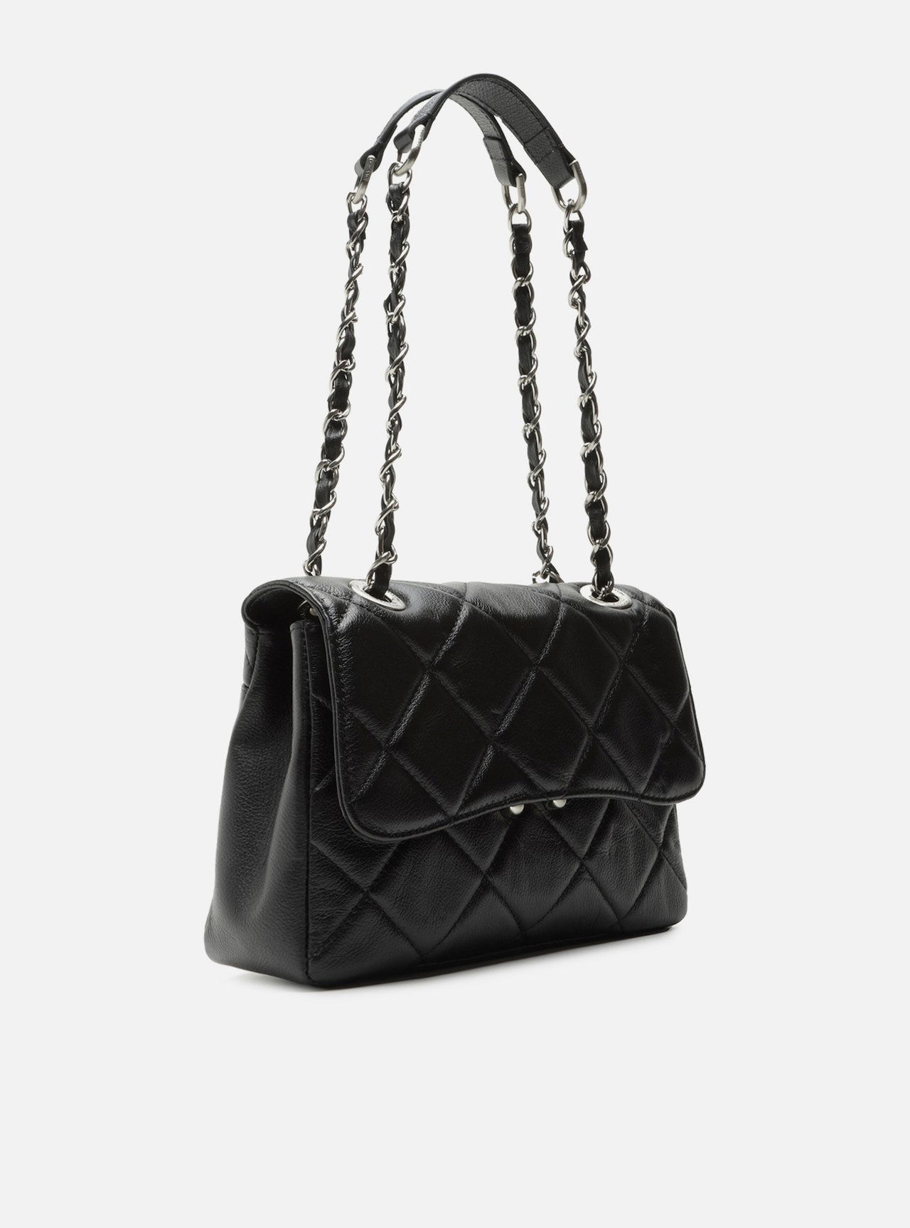 Foto 5 de Bolsa Tiracolo Preta Couro Mizz Média
