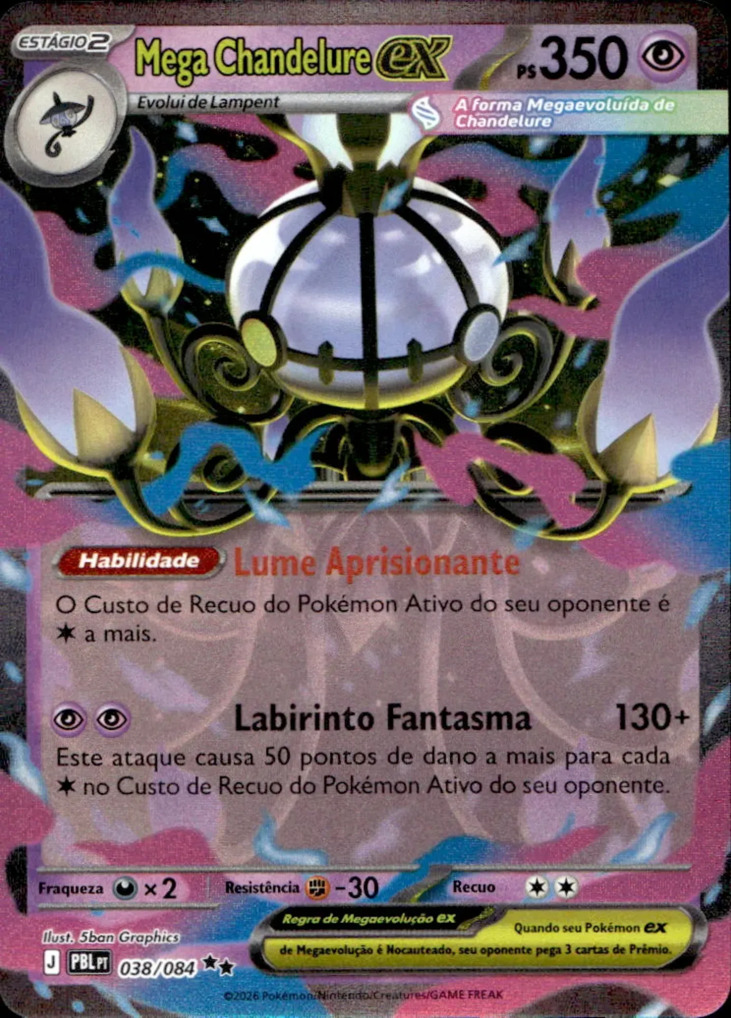 Mega Chandelure ex (38/84) Escuridão Absoluta Pokémon TCG — Near Mint, Novo