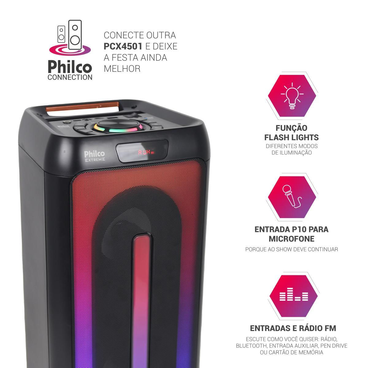 Foto 5 de Caixa de Som Philco Extreme 350W Flash Lights PCX4501 Bivolt