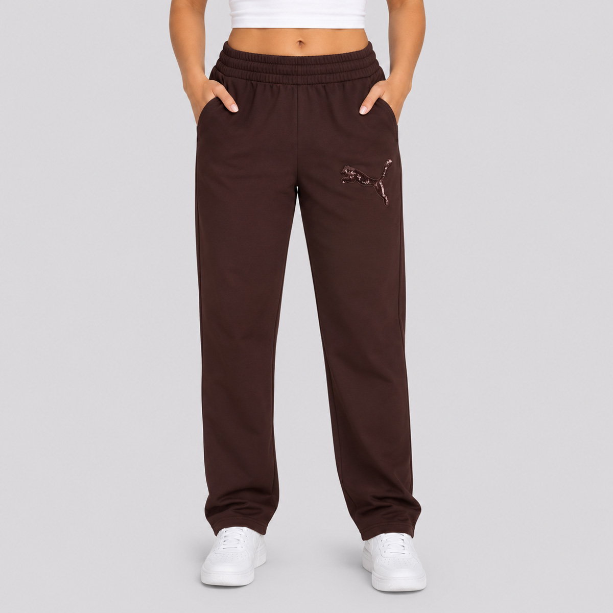 Calça Puma Ess Sequins Comfort Pants Feminina Marrom