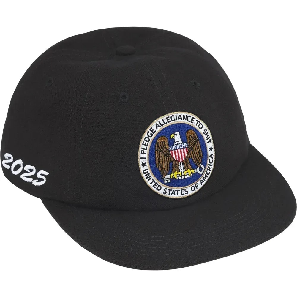 Boné Supreme Pledge Allegiance 6-Panel Black FW25-W18 — Único, Novo