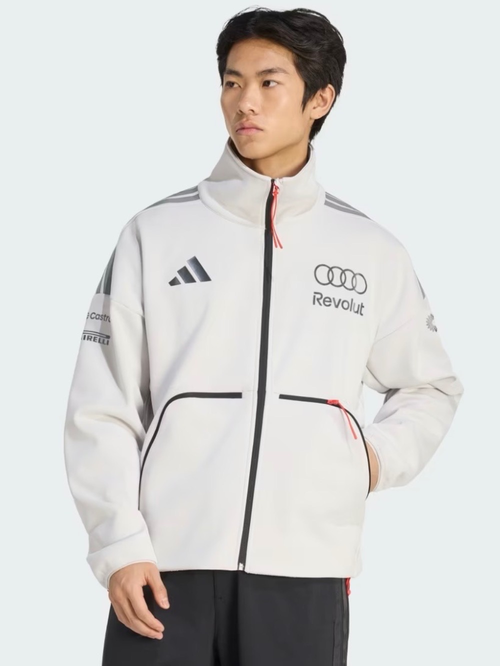 Audi x Revolut x adidas Jaqueta Equipe F1 Chalk Pearl Iron Metallic — P / M / G / XG, Novo