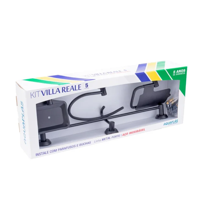 KIT VILLA REALE 5 PEÇAS BLACK MATTE AQUAPLAS
