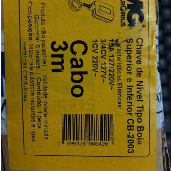 Foto 4 de Chave de Nivel Tipo Boia Sup/Inf CB-2003 3MT 15 Amp