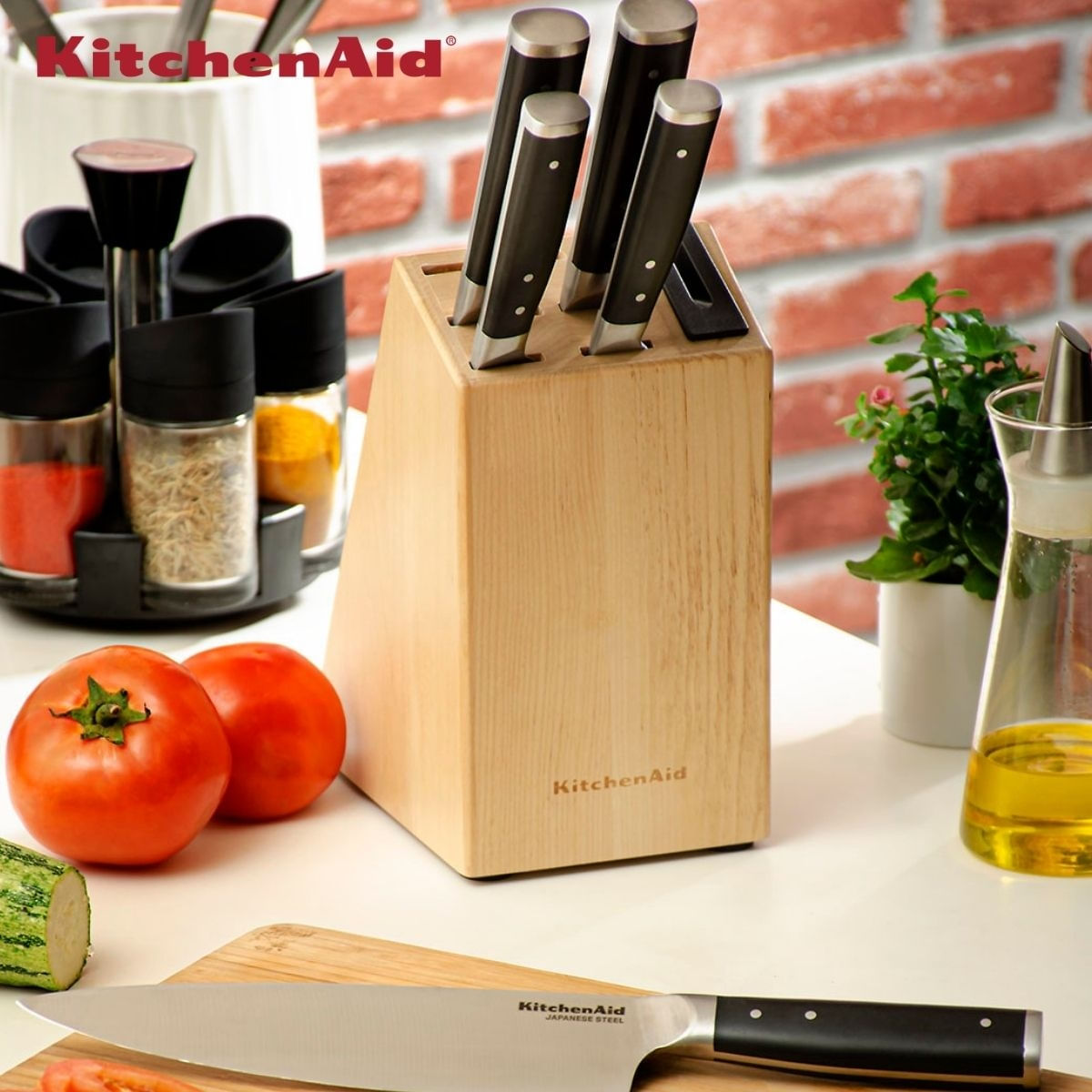 Foto 2 de Bloco de Facas Gourmet em Aço Inox 5 Peças KitchenAid