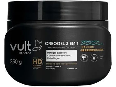 Creme Finalizador De Cabelo Vult Cabelos Creogel 3 Em 1 250g