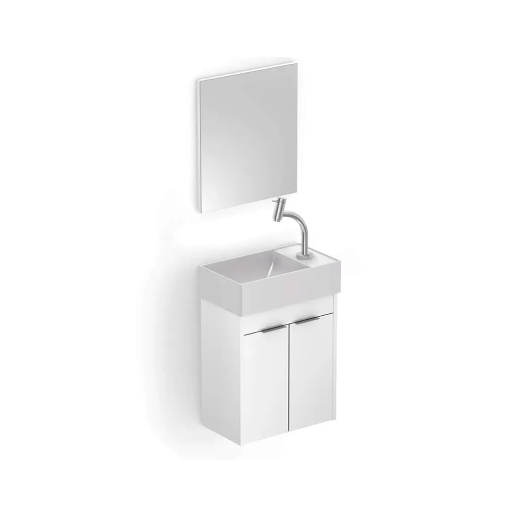 Gabinete Celite para Banheiro com Lavatório e Espelheira Saveiro 22x40cm Branco
