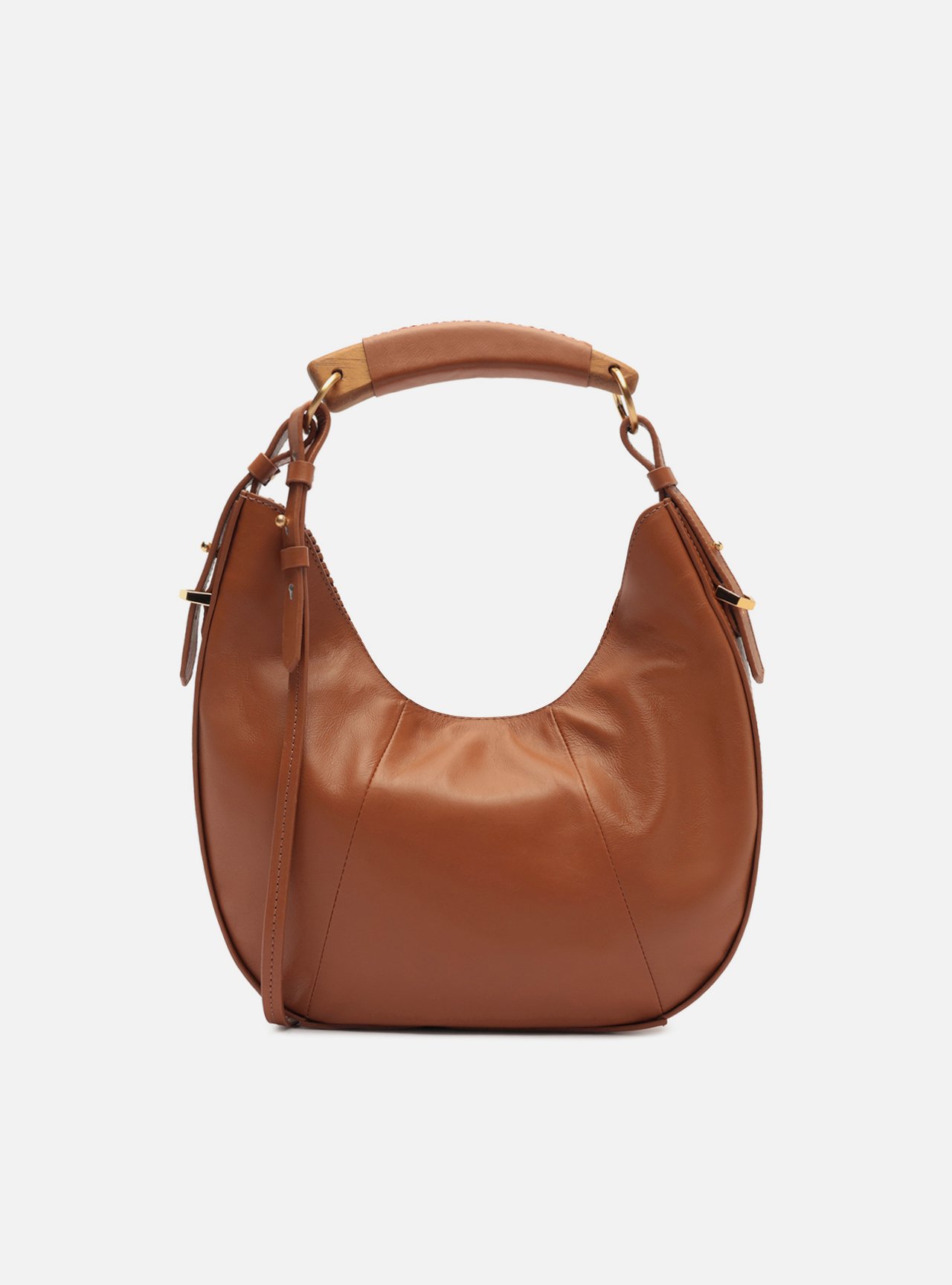 Foto 3 de Bolsa Hobo Marrom Couro Média Tressê