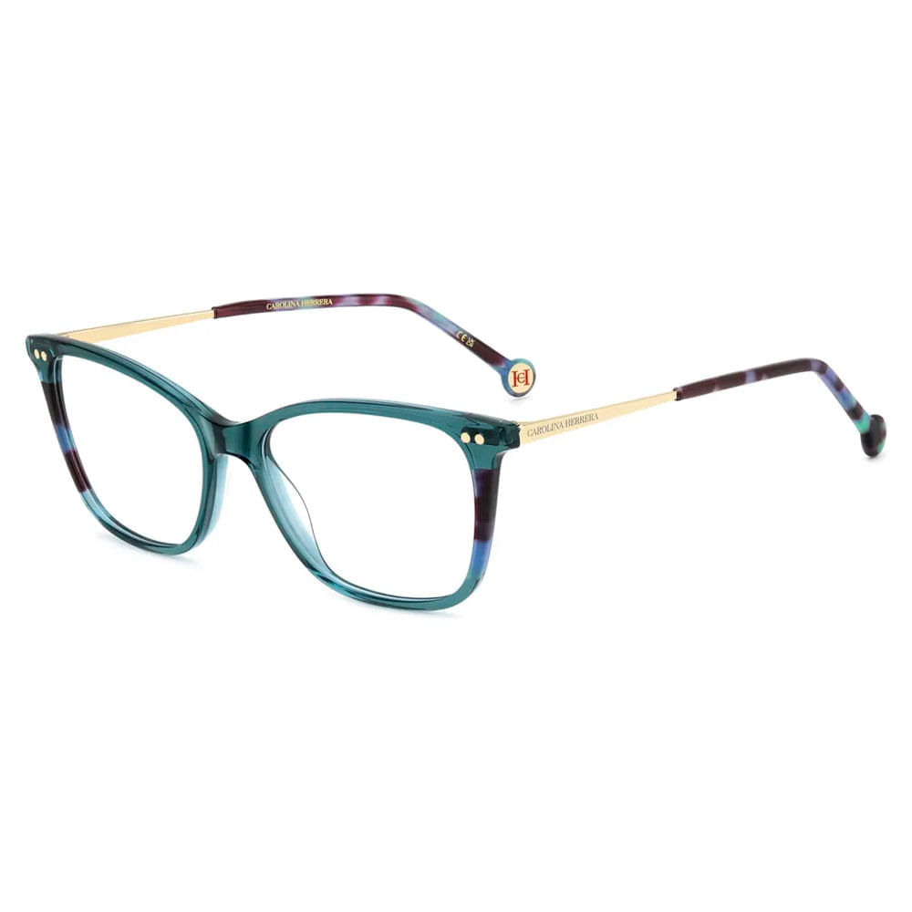 Armação de Óculos de Grau Feminina Carolina Herrera Retangular 0294 1ED Cor Verde e Dourado