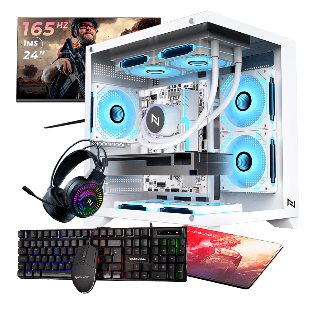 Pc Gamer Completo Ryzen 3 5300G, 16GB 3200Mhz, (Radeon Vega 6 Integrado), A520M, SSD 240GB, 500W 80 Plus, Monitor 24 165Hz, Neologic - NLI89946