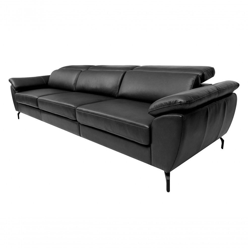 Foto 3 de Sofá Hannover 3 Lugares com Chaise 278cm Preto Couro Mempra Móveis