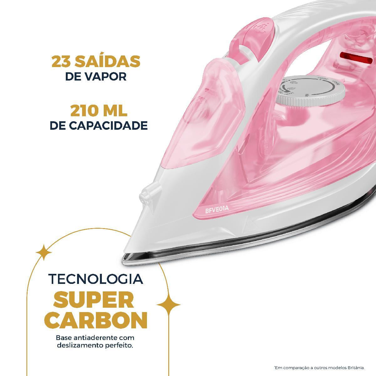 Foto 2 de Ferro de Passar a Vapor Britânia Rosa Vapor Extra BFVE01A 110