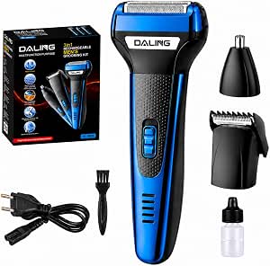 Barbeador Eletrico 3 em 1, Barbeador Elétrico Recarregável, Máquina de Barbear Elétrica Masculino, com Aparador de Pelos do Nariz, Aparador de Barba e Cortador de Cabelo, para casa