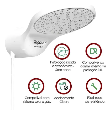 Chuveiro Zagonel Moment Eletrônica 7500W Branco - 220V