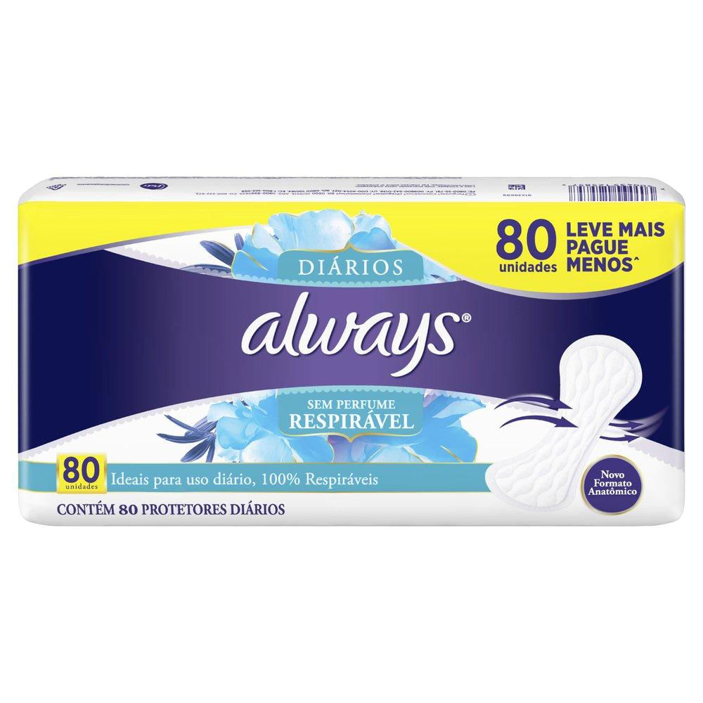 Protetor Diário Always Respirável 80un