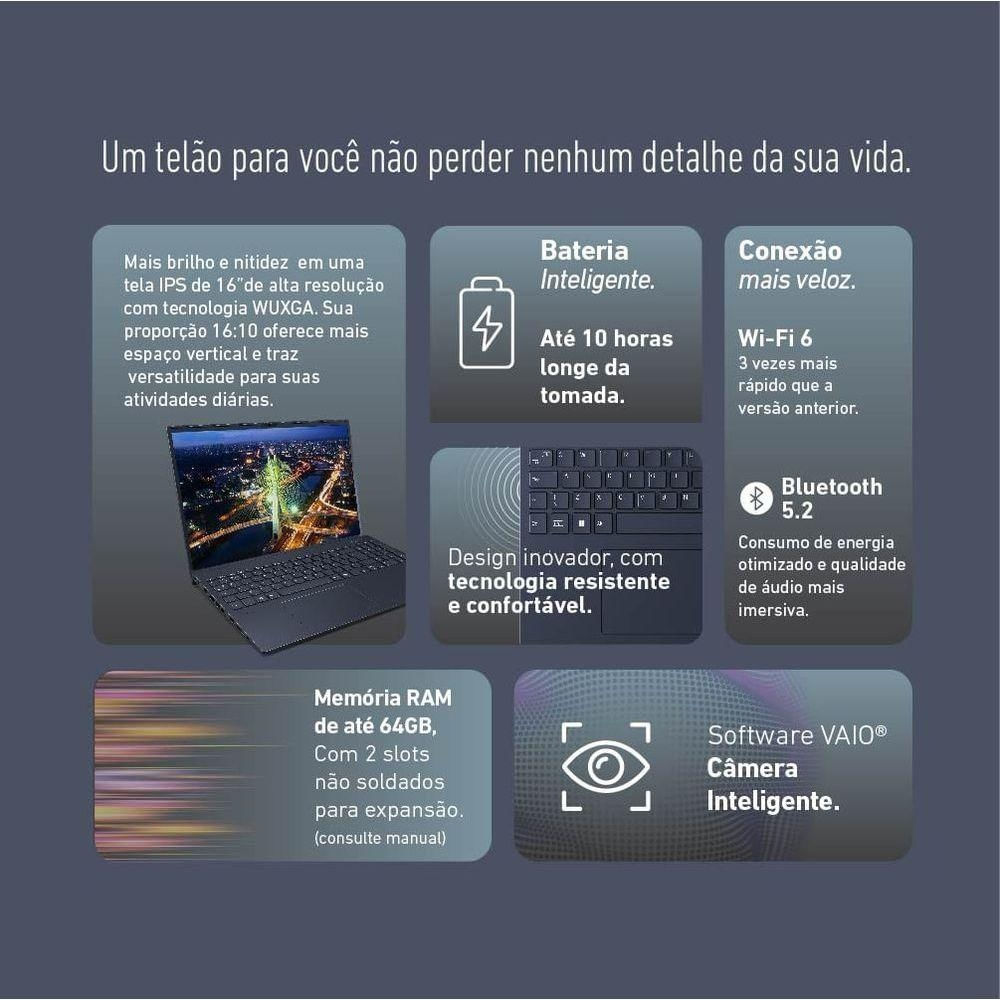 Foto 5 de Notebook FE16 Ryzen 5 5625U 8GB 256GB SSD 16 Polegadas Linux Vaio