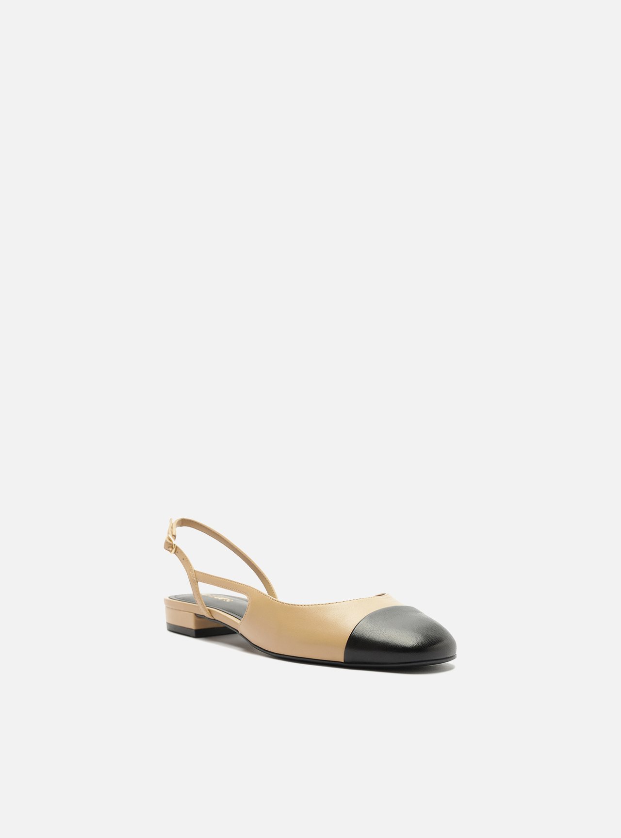 Foto 2 de Sapatilha Marrom Couro Bico Redondo Slingback