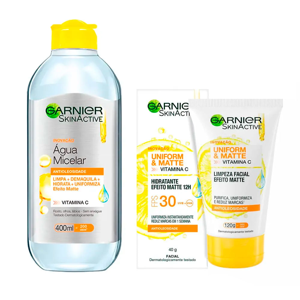Garnier Skin Cuidados Faciais Anti-oleosidade Kit – Água Micelar + Hidratante Facial Matte — Kit