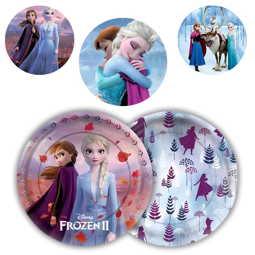 8~40 PRATO BOLO FESTA FROZEN DISNEY DE PAPEL 18 CM REGINA (CHOCO)