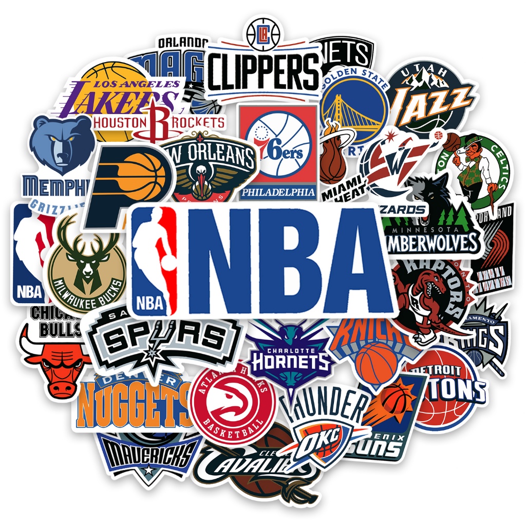 30 Adesivos Variados Times Basquete Basketball Para Caderno Notebook Carro Moto Capacete Skate